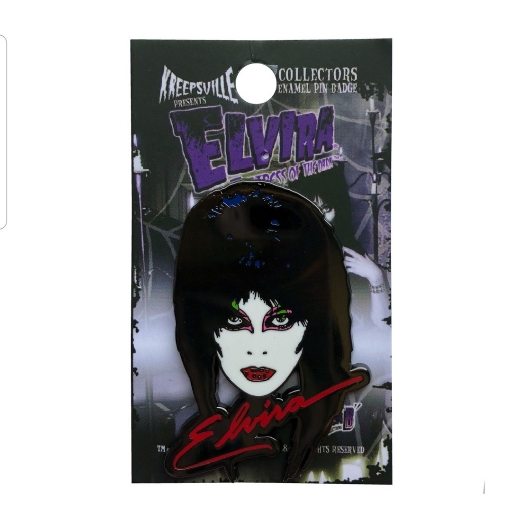 Elvira Mistress of the Dark 80's Face Enamel Pin